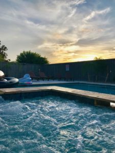 beautiful sunset from the hot tub - for 12!